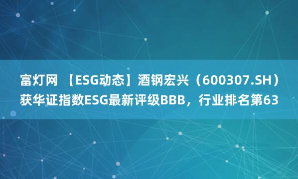 富灯网 【ESG动态】酒钢宏兴（600307.SH）获华证指数ESG最新评级BBB，行业排名第63